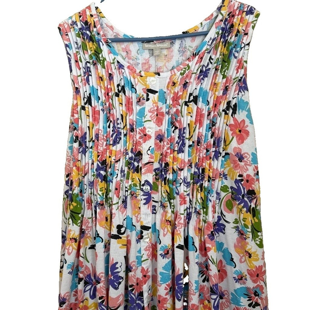 Woman Within Floral Maxi Dress Plus Size 4X Smocking Sleeveless Cottage Layering - Picture 3 of 6